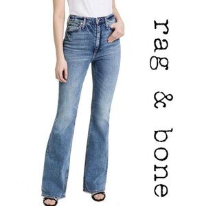 Rag & Bone Casey High-Rise Flare Jeans 30 x 34 Stretch Denim Norwalk Blue NEW